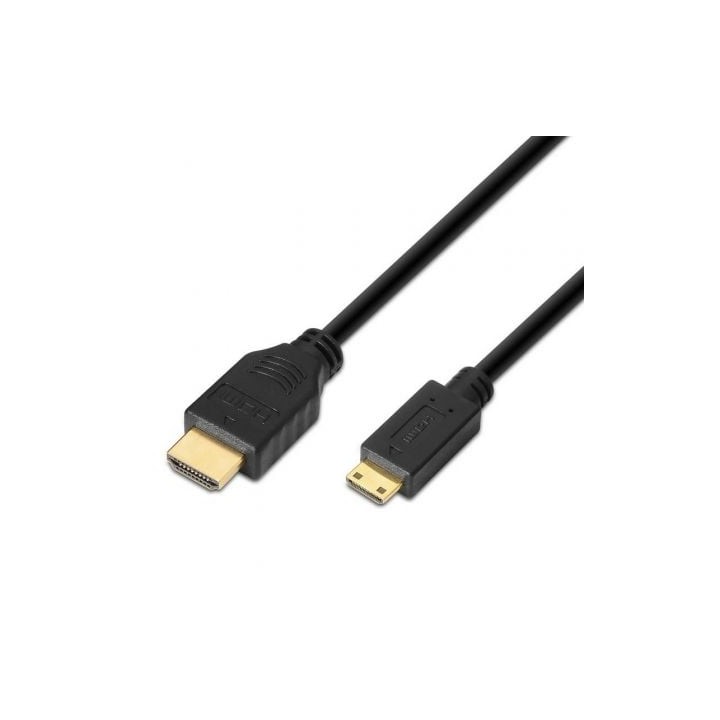 Cable HDMI Aisens A119-0114/ HDMI Macho - Mini HDMI Macho/ Hasta 10W/ 720Mbps/ 1.8m/ Negro