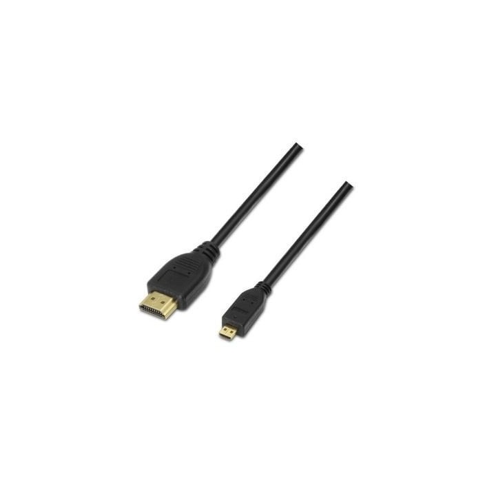 Cable Micro HDMI Aisens A119-0117/ HDMI Macho - Micro HDMI Macho/ Hasta 10W/ 720Mbps/ 1.8m/ Negro
