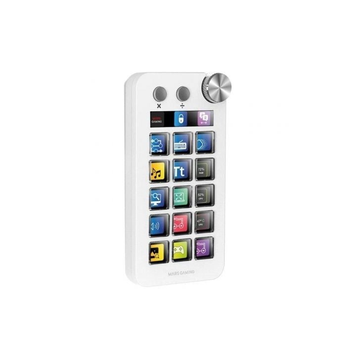 Control Deck Mars Gaming MSD-NEO/ 15 Teclas LCD/ 1 Rueda/ 2 Botones/ Blanco