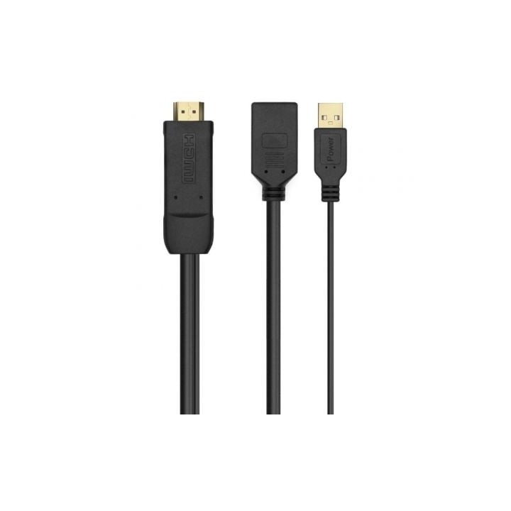 Cable Conversor 4K Aisens A122-0642/ HDMI Macho - DisplayPort Hembra - USB Macho/ Hasta 10W/ 2250Mbps/ 10cm + 10cm/ Negro
