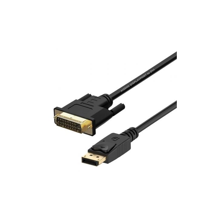 Cable Conversor Aisens A125-0366/ DisplayPort Macho - DVI Macho/ Hasta 5W/ 2300Mbps/ 2m/ Negro