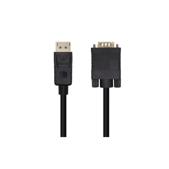 Cable Conversor Aisens A125-0462/ DisplayPort Macho - VGA Macho/ Hasta 5W/ 2300Mbps/ 3m/ Negro