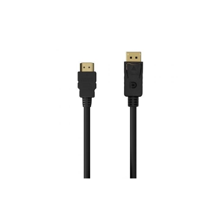Cable Conversor Aisens A125-0550/ Displayport Macho - HDMI Macho/ Hasta 5W/ 2300Mbps/ 50cm/ Negro