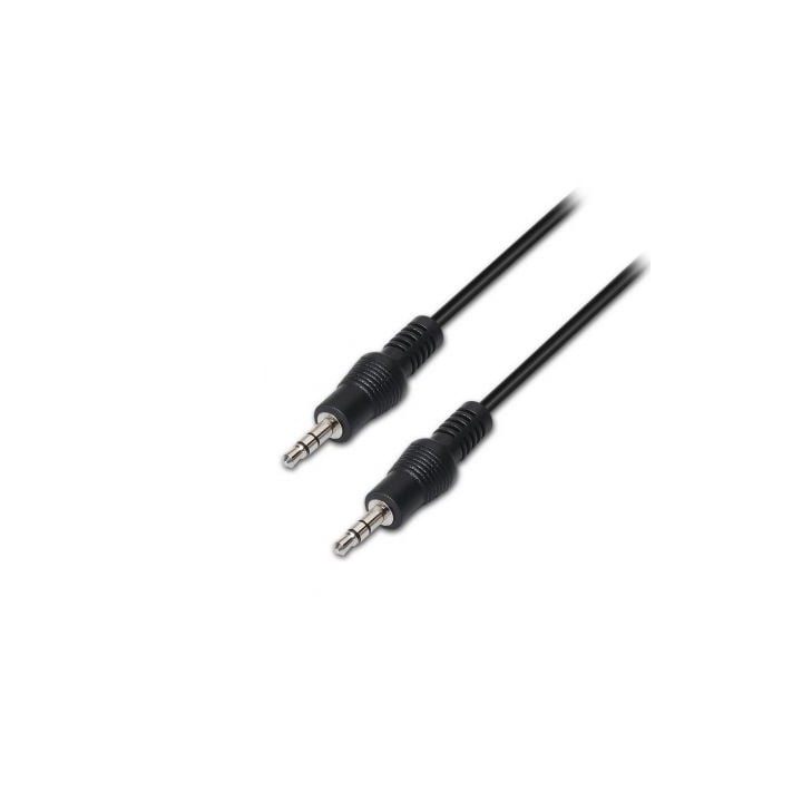 Cable Estéreo Aisens A128-0143/ Jack 3.5 Macho - Jack 3.5 Macho/ Hasta 0.1W/ 3m/ Negro
