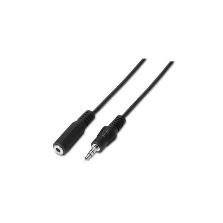 Cable Estéreo Aisens A128-0145/ Jack 3.5 Macho - Jack 3.5 Hembra/ Hasta 0.1W/ 1.5m/ Negro