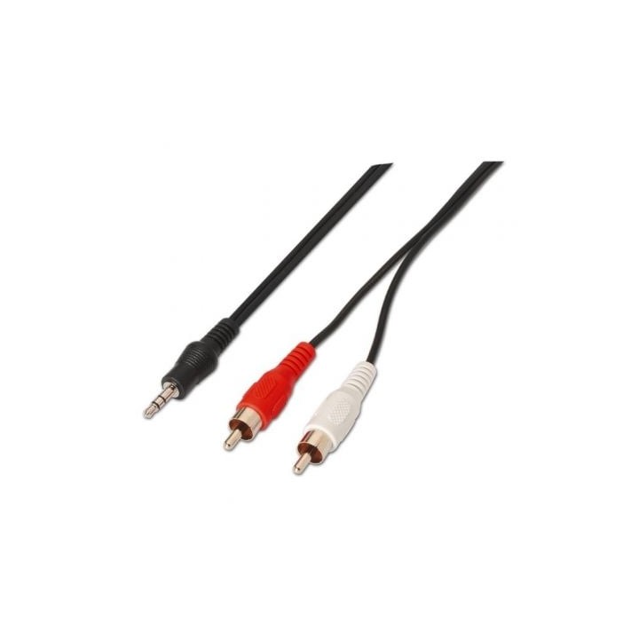 Cable Estéreo Aisens A128-0148/ Jack 3.5 Macho - 2x RCA Macho/ Hasta 0.1W/ 3m/ Negro