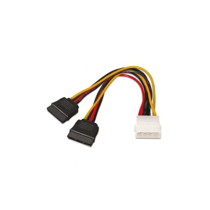 Cable Duplicador de Alimentación Aisens A131-0161/ Molex 4 PIN Macho - 2x SATA Hembra/ Hasta 54W/ 20cm