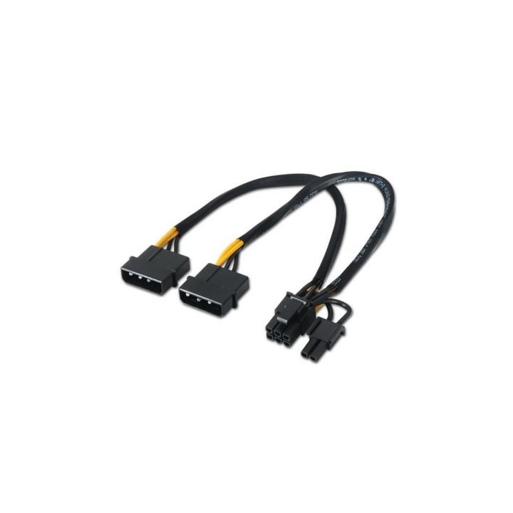 Cable Alimentación Tarjeta Gráfica Aisens A131-0165/ 2x Molex Macho - Molex 6+2 PIN Macho/ Hasta 54W/ 20cm