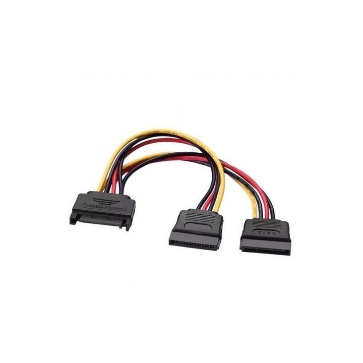 Cable Alimentación Aisens A131-0353/ SATA Macho - 2x SATA Hembra/ Hasta 54W/ 20cm/ Negro