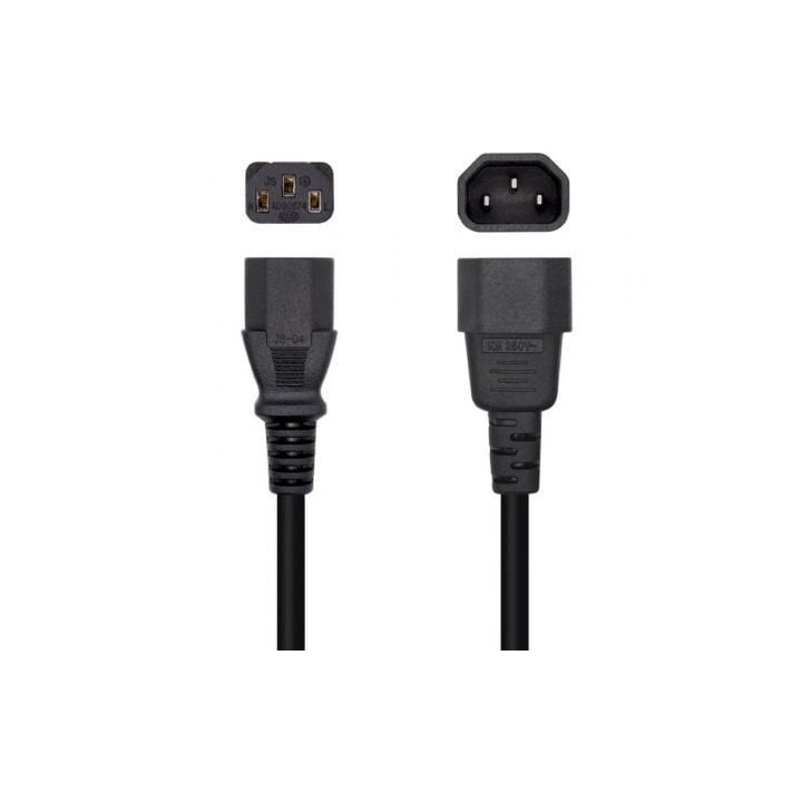 Cable Alimentación Aisens A132-0466/ C13 Hembra - C14 Macho/ Hasta 1500W/ 3m/ Negro