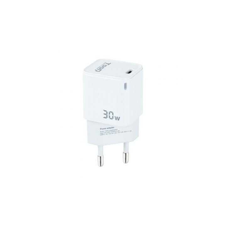 Cargador de Pared GaN TooQ TQWC-GANPD30WT/ 1xUSB Tipo-C/ 30W