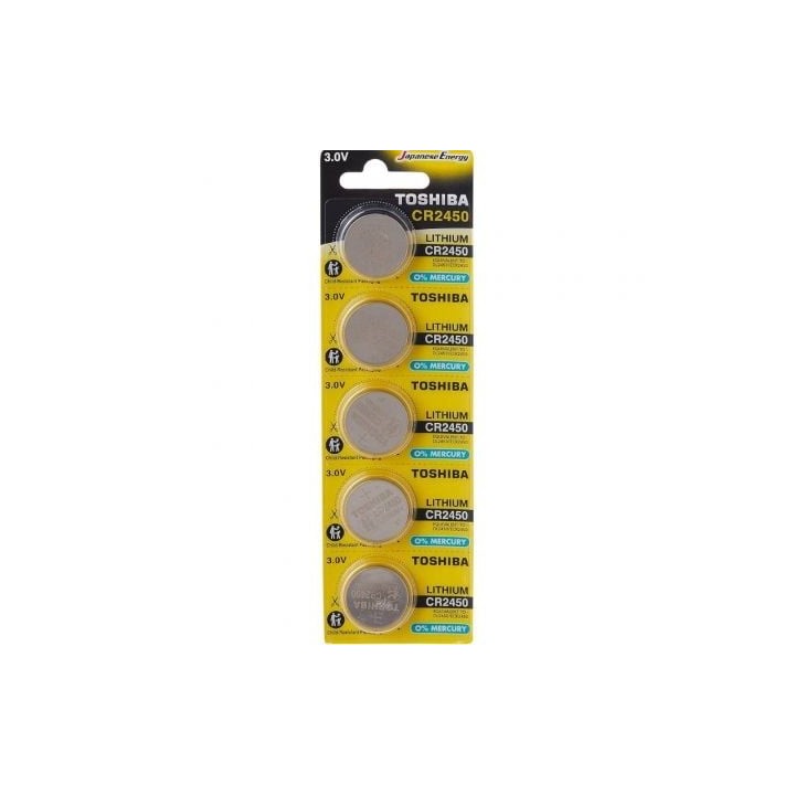 Pack de 5 Pilas de Botón Toshiba CR2450/ 3V/ Alcalinas