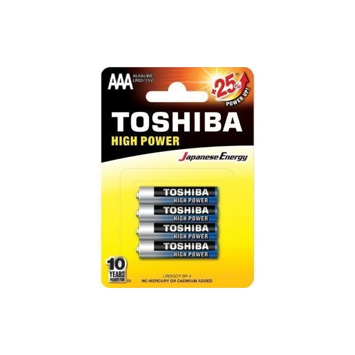 Pack de 4 Pilas AAA Toshiba High Power LR03/ 1.5V/ Alcalinas