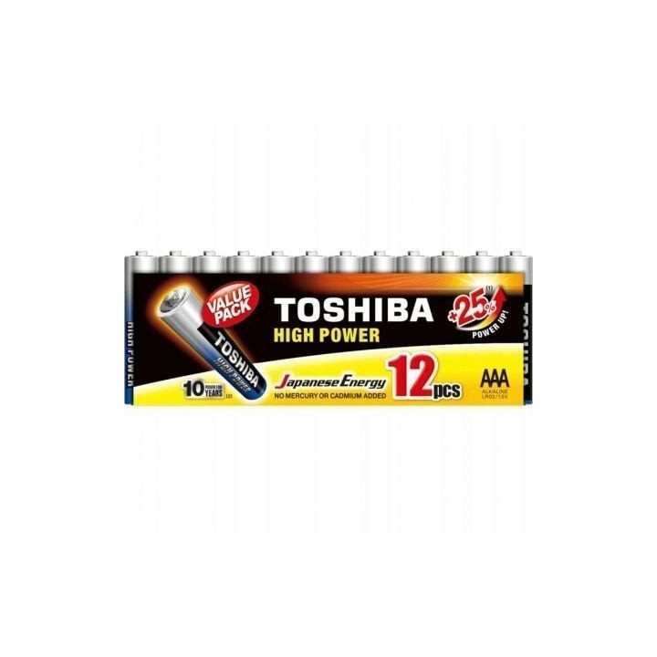 Pack de 12 Pilas AAA Toshiba High Power LR03/ 1.5V/ Alcalinas