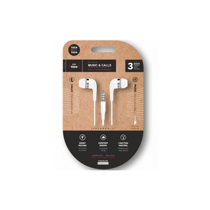 Auriculares Intrauditivos Tech One Tech soft earTECH TEC1004/ con Micrófono/ Jack 3.5/ Blancos