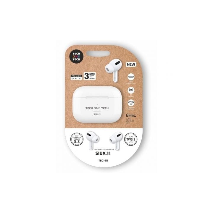 Auriculares Bluetooth Tech One Tech SIUX.11 TEC1411/ con estuche de carga/ Autonomía 6h/ Blancos
