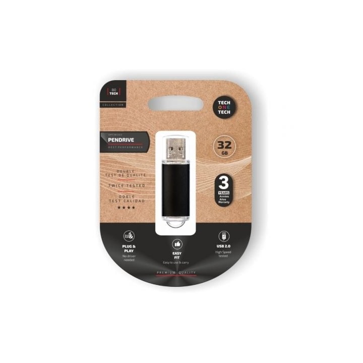 Pendrive 32GB Tech One Tech Basic USB 2.0/ Negro