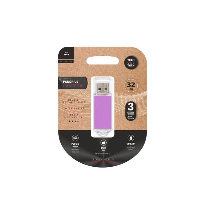 Pendrive 32GB Tech One Tech Basic USB 2.0/ Púrpura Claro
