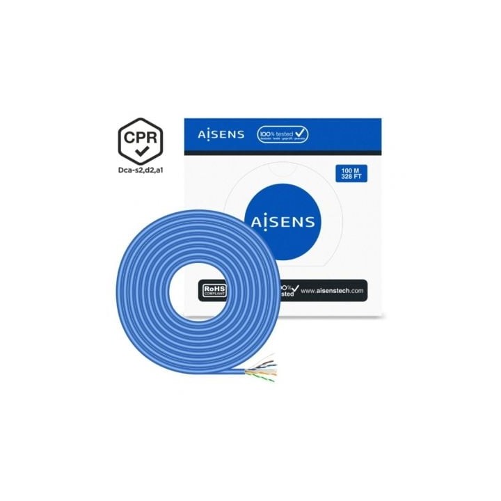 Bobina de Cable RJ45 UTP AWG24 LSZH CPR Dca Aisens A135-0662 Cat.6/ 100m/ Azul