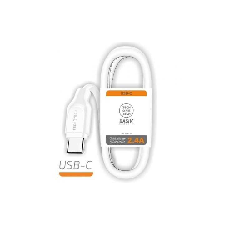 Cable USB Tipo-C Tech One Tech TEC2903/ USB Tipo-C Macho - USB Macho/ 1m/ Blanco