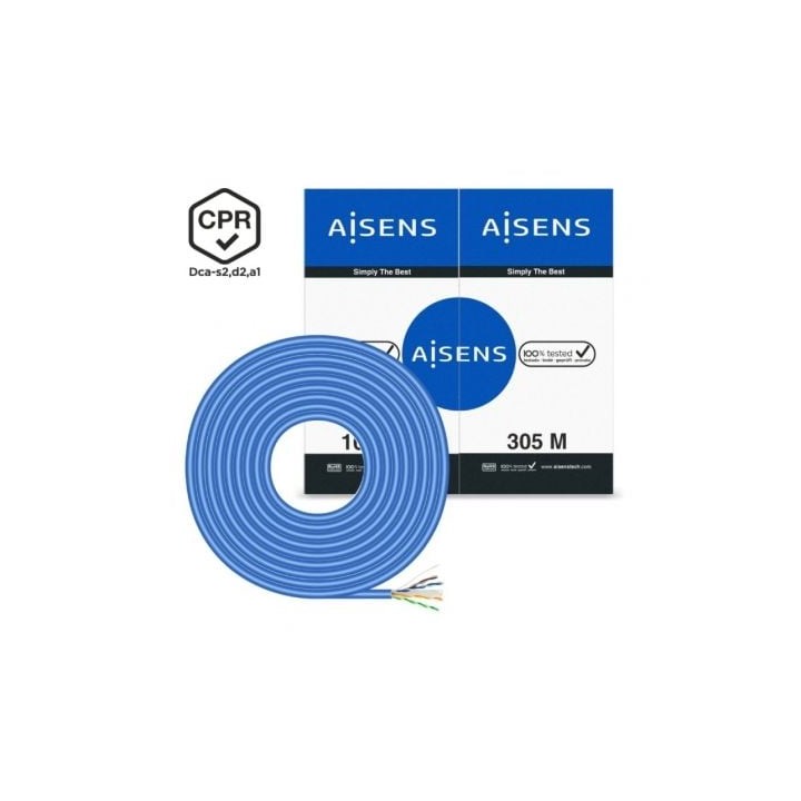 Bobina de Cable RJ45 UTP AWG24 LSZH CPR Dca Aisens A135-0663 Cat.6/ 305m/ Azul