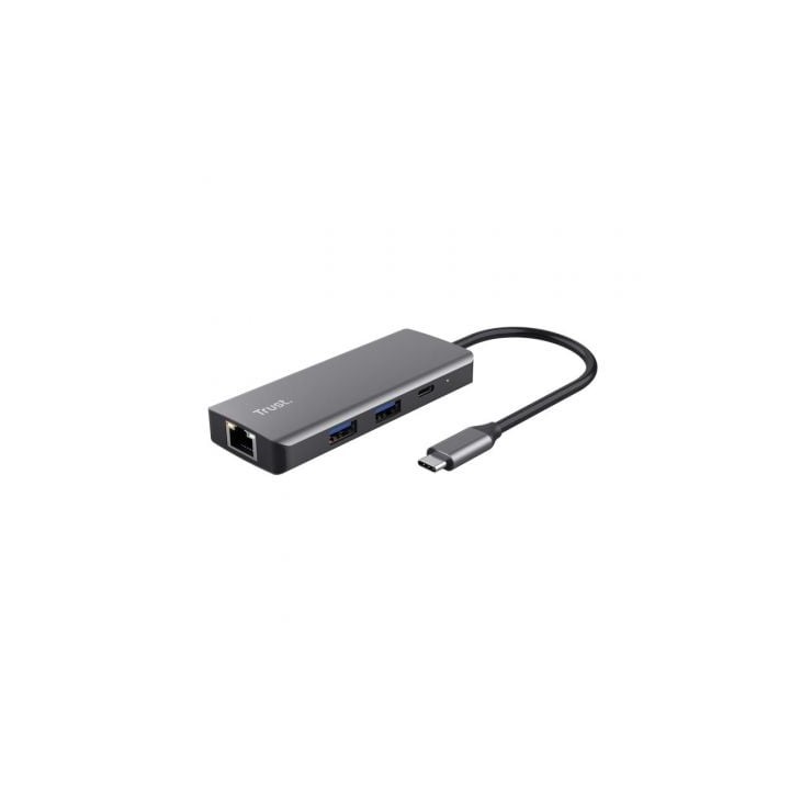 Docking USB Tipo-C Trust Dalyx/ 2xUSB/ 2xUSB Tipo-C/ 1xHDMI 4K/ 1xRJ45/ Gris