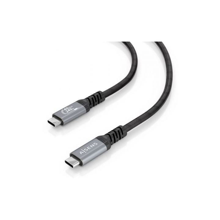 Cable USB 4.0 Tipo-C Aisens A156-0996/ USB Tipo-C Macho - USB Tipo-C Macho/ Hasta 240W/ 40Gbps/ 2m/ Negro