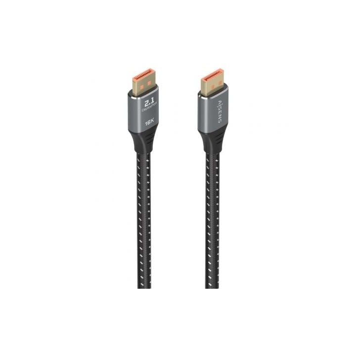 Cable DisplayPort 2.1 16K Aisens A158-0901/ DisplayPort Macho - DisplayPort Macho/ 80Gbps/ 1m/ Negro
