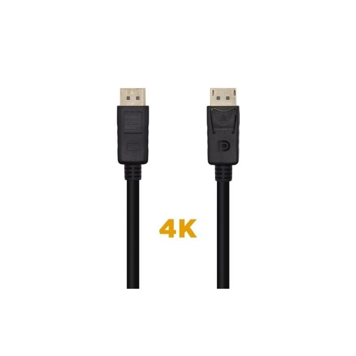Cable DisplayPort 1.2 4K Aisens A124-0455/ DisplayPort Macho - DisplayPort Macho/ 1m/ Negro