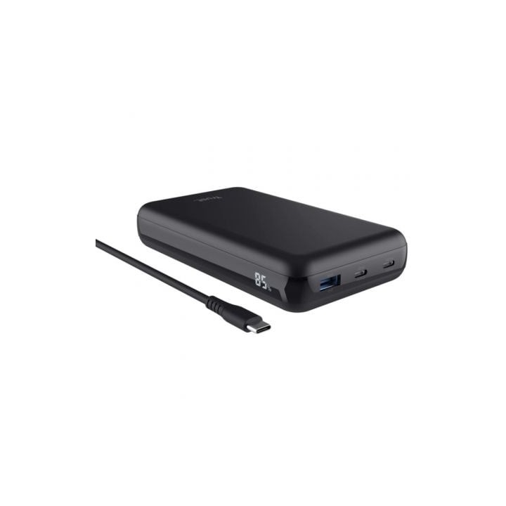 Batería Externa/Powerbank Trust Laro 20000mAh/ 100W/ Negra/ Compatible con Portátiles