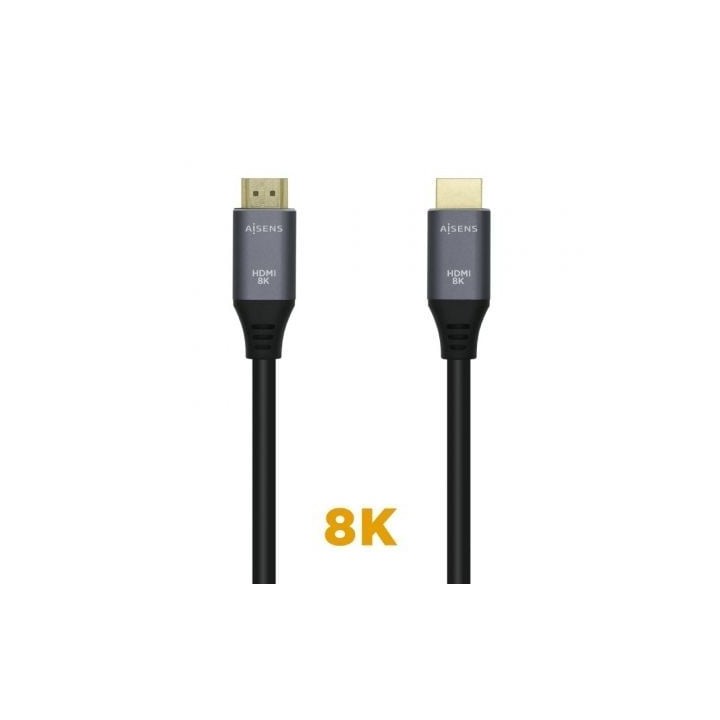 Cable HDMI 2.1 8K Aisens A150-0426/ HDMI Macho - HDMI Macho/ 1m/ Gris Negro