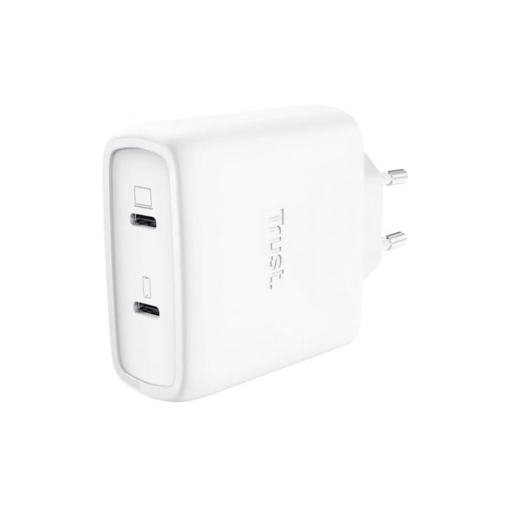 Cargador de Pared GaN Trust Maxo 65W 25526/ 2xUSB Tipo-C/ Incluye Cable USB Tipo-C/ 65W