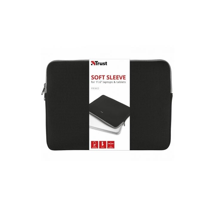 Funda Trust Primo Soft Sleeve para Portátiles/ Tablets hasta 11.6"/ Negra