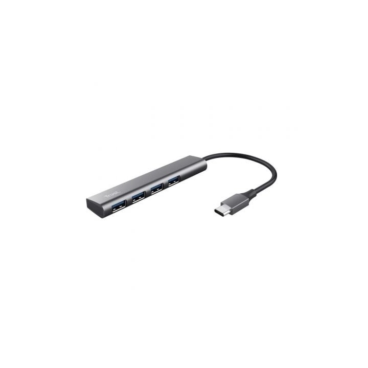 Hub USB Tipo-C Trust Halyx/ 4xUSB/ Gris