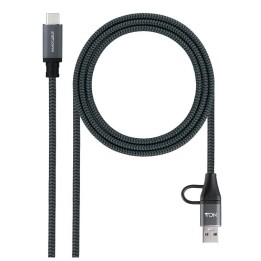 Cable USB 3.2 Tipo-C Nanocable 10.01.4111-L150-COMB/ USB Tipo-C Macho + USB Macho - USB Tipo-C Macho/ Hasta 100W/ 20Gbps/ 1.5m/