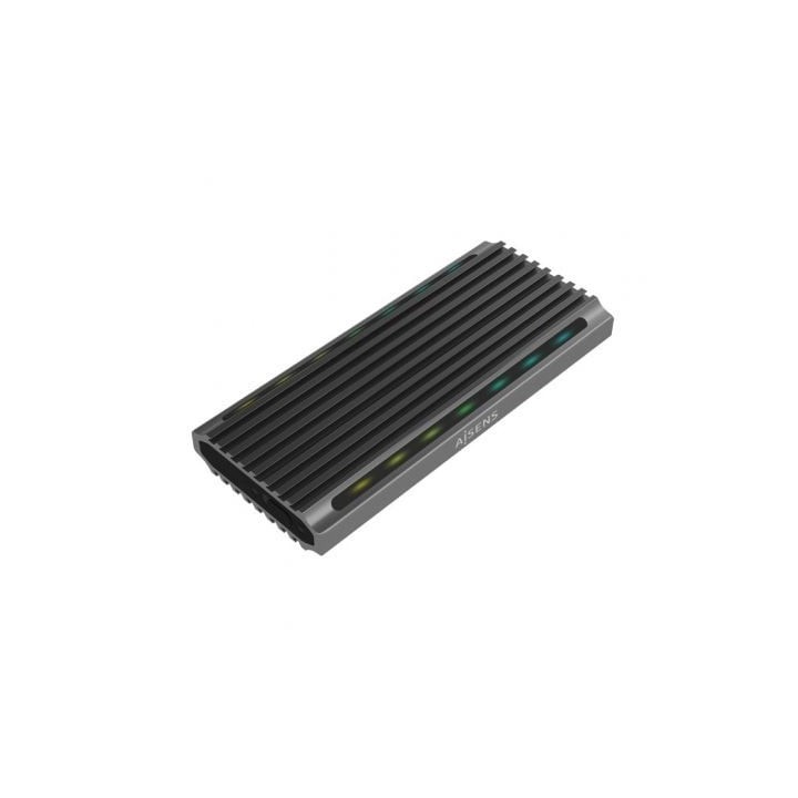 Caja Externa para Disco SSD M.2 SATA/NVMe Aisens ASM2-RGB011GR/ USB 3.2 Gen2/ Sin Tornillos
