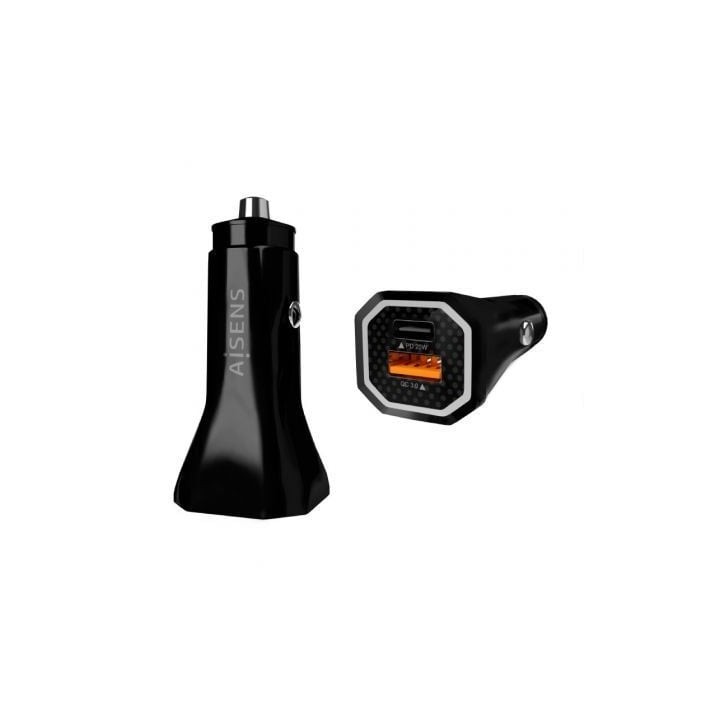 Cargador de Coche Aisens ASCH-CAR2PQC-BK/ 1xUSB-Tipo C/ 1xUSB/ 38W