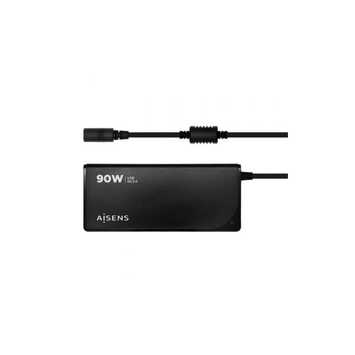 Cargador de Portátil Aisens ASLC-90WAUTO-BK/ 1xUSB/ 90W/ Automático/ 12 Conectores/ Voltaje 15-20V