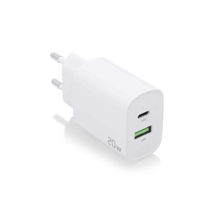 Cargador de Pared Aisens A110-0754/ 1xUSB Tipo-C/ 1xUSB/ 20W
