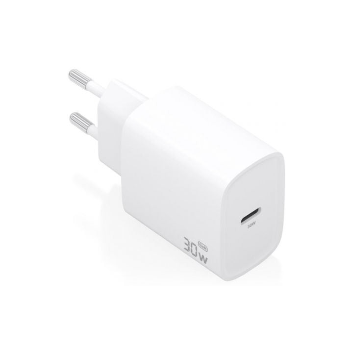 Cargador de Pared GaN Aisens A110-0950/ 1xUSB Tipo-C/ 30W/ Blanco