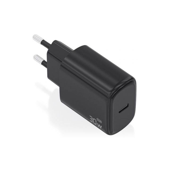 Cargador de Pared GaN Aisens A110-0976/ 1xUSB Tipo-C/ 30W/ Negro