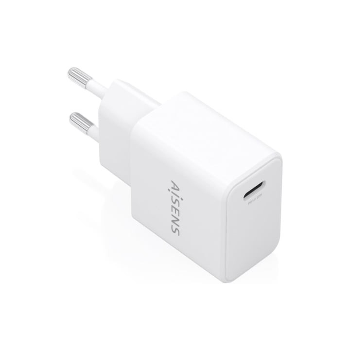 Cargador de Pared GaN Aisens A110-1023/ 1xUSB Tipo-C/ 20W/ Blanco