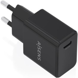 Cargador de Pared GaN Aisens A110-1024/ 1xUSB Tipo-C/ 20W/ Negro