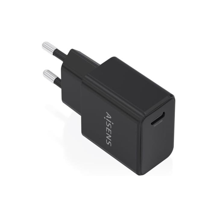 Cargador de Pared GaN Aisens A110-1024/ 1xUSB Tipo-C/ 20W/ Negro