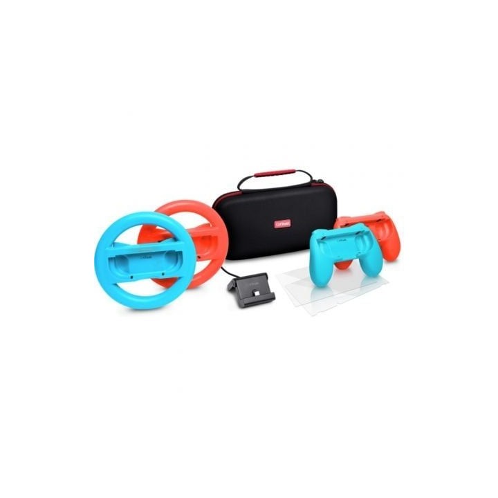 Pack Gaming Trust Gaming GXT 1249/ Estuche rígido + 2 Joy-Con + 2 Volantes + Cristal Templado para Switch + Soporte de Carga