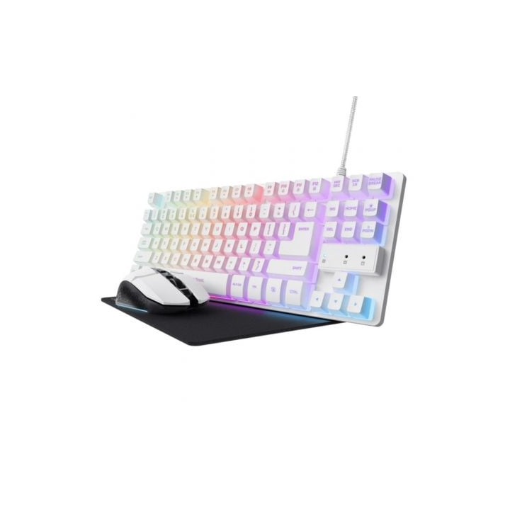 Pack Gaming Trust Gaming GXT 794W/ Teclado RGB + Ratón RGB + Alfombrilla
