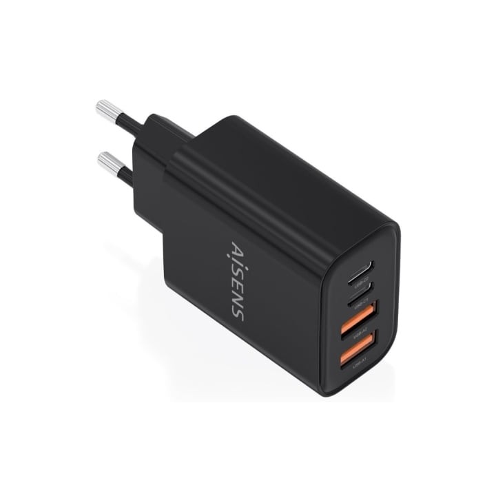 Cargador de Pared GaN Aisens A110-1028/ 2xUSB Tipo-C/ 2xUSB/ 32W/ Negro