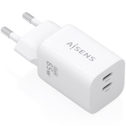 Cargador de Pared GaN Aisens A110-1029/ 2xUSB Tipo-C/ 65W/ Blanco