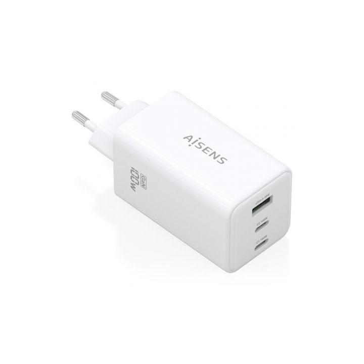 Cargador de Pared GaN Aisens ASCH-100W3P051-W/ 2xUSB Tipo-C/ 1xUSB/ 100W