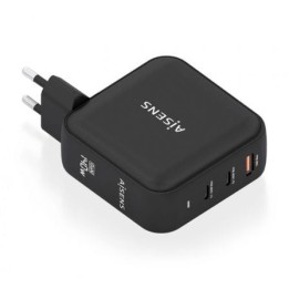 Cargador de Pared GaN Aisens ASCH-140W3P031-BK/ 2xUSB Tipo-C/ 1xUSB/ 140W